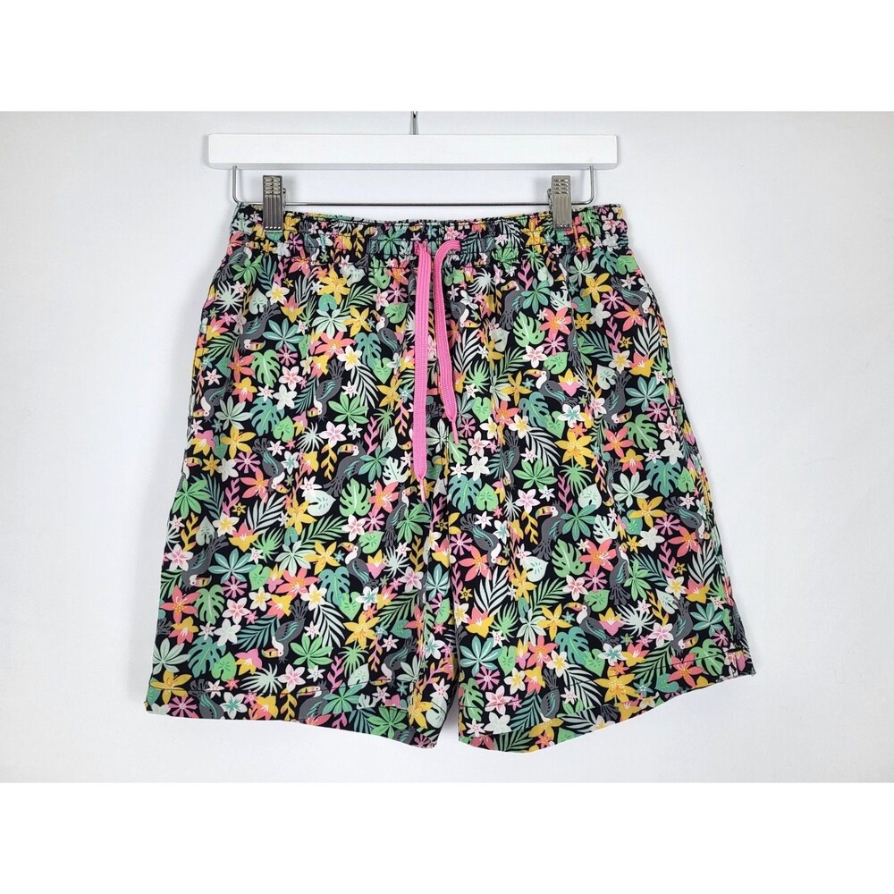 Chubbies The Bloomerangs Swim Trunks Black Floral Size Medium 7" Inseam